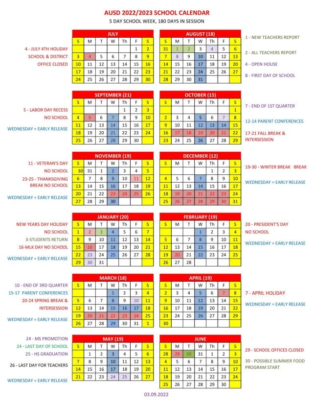 Ajo Unified School Calendar for 2022-2023