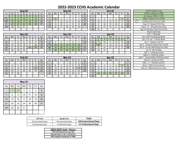 College and Career High School Academic Calendar 2022-2023