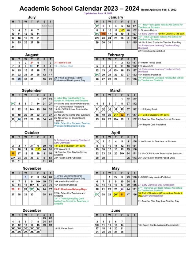 Collier County School Calendar for 2023-2024
