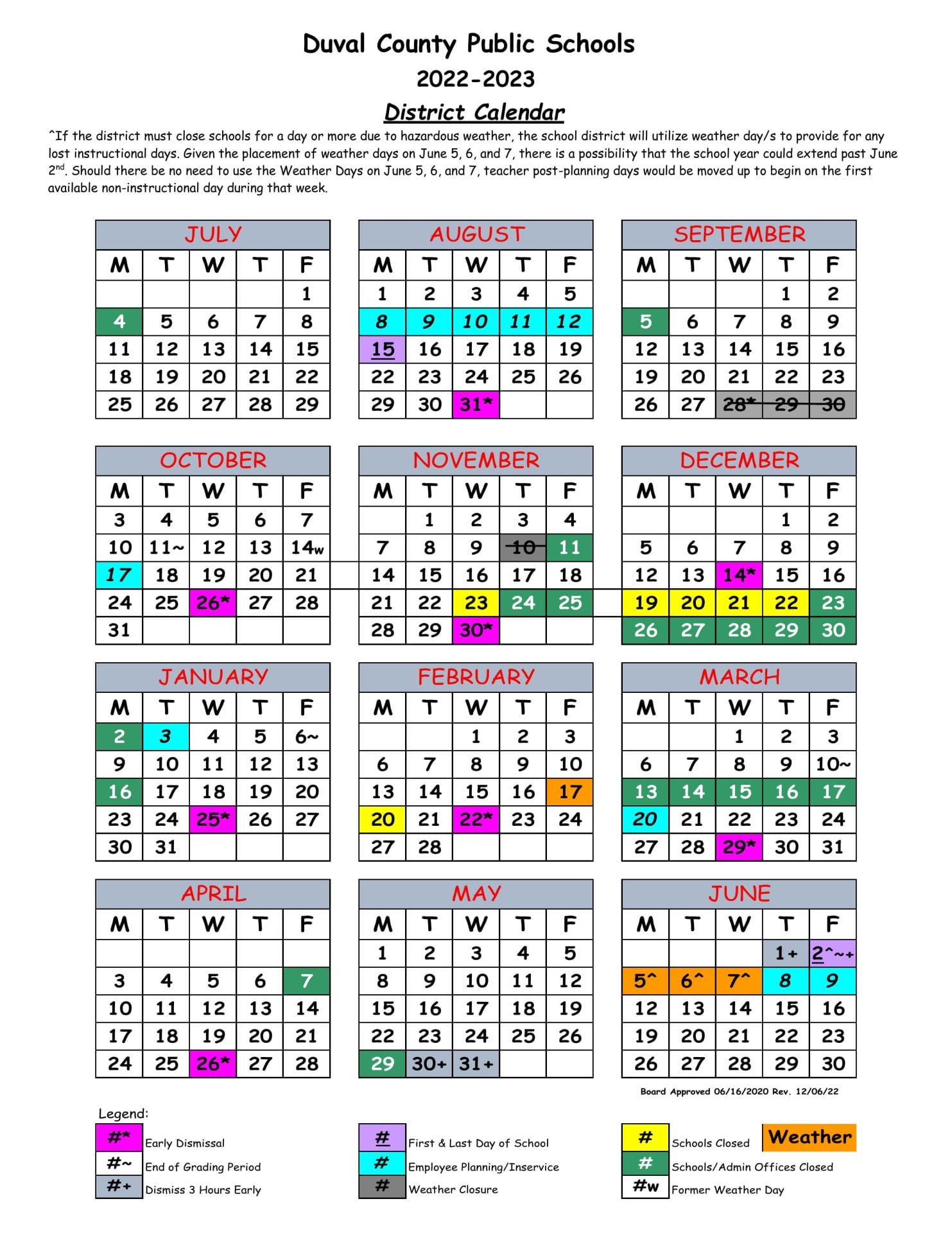 Duval County School Calendar for 2022-2023