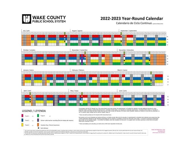 Wake County Public School Calendar for 2022-2023