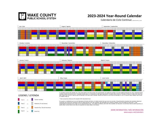 Wake County Public School Calendar for 2023-2024