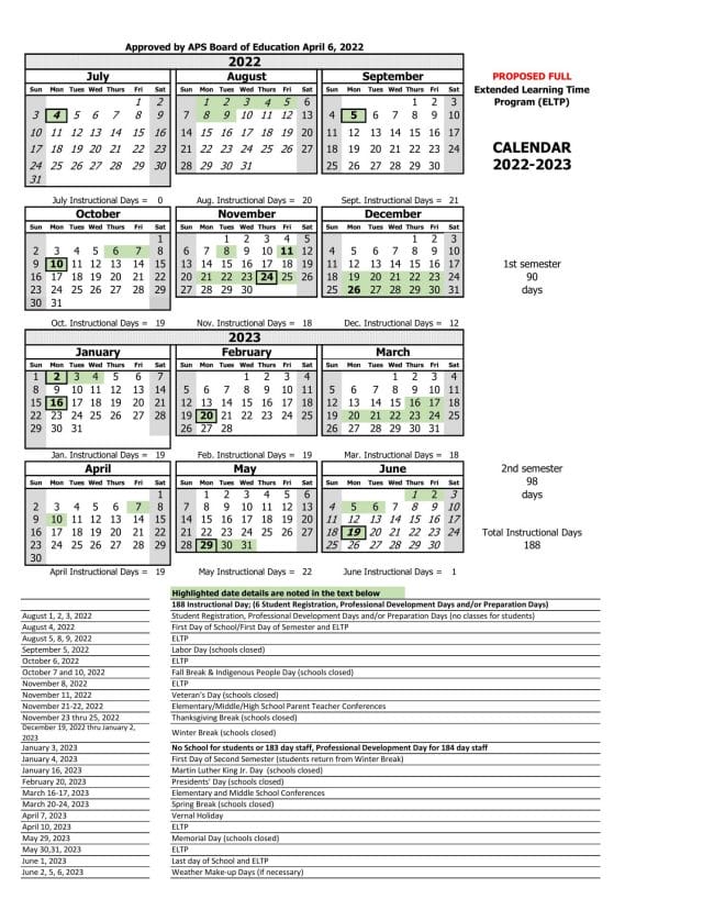 APS Extended Calendar2022-2023
