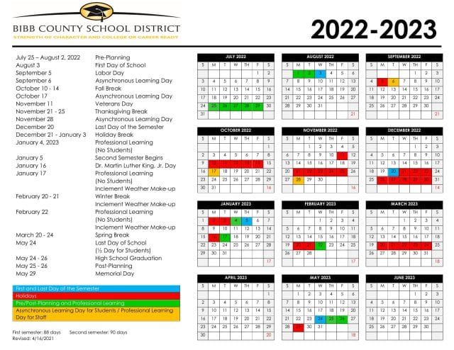 Bibb County School Calendar for 2022-2023