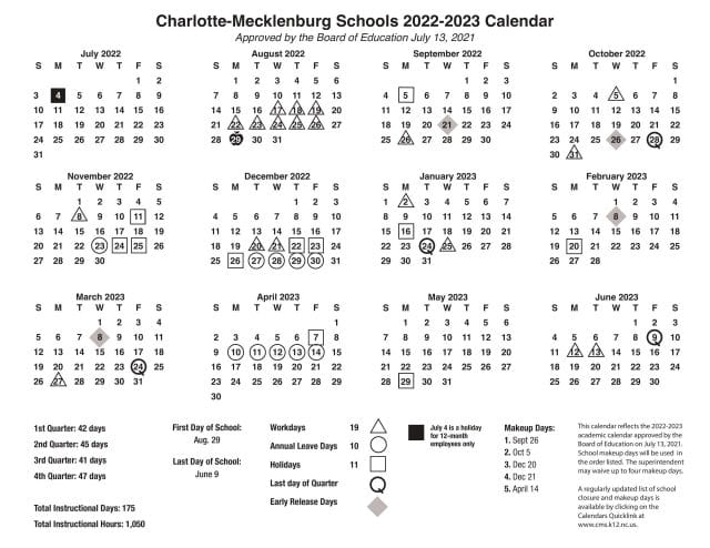 CMS School Calendar for 2022-2023