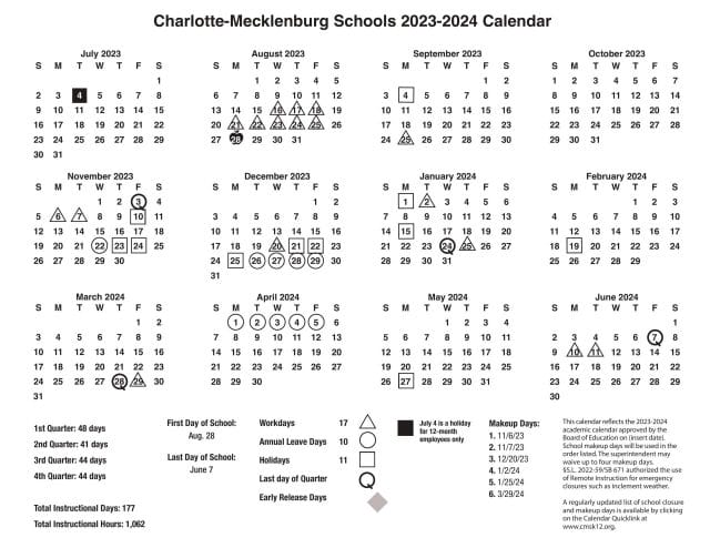 CMS School Calendar for 2023-2024