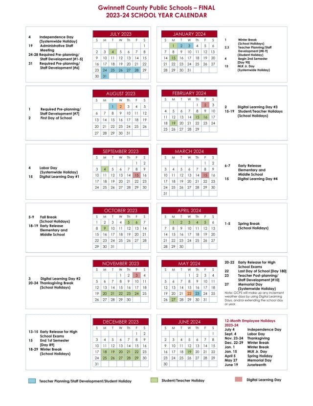 Gwinnett County School Calendar for 2022-2023
