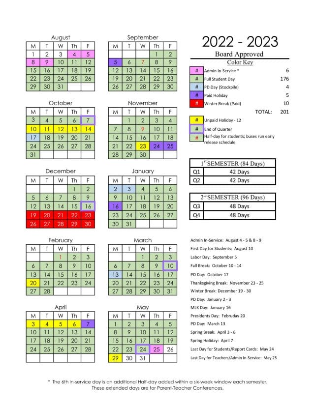 Hamilton county school calendar 2022-2023