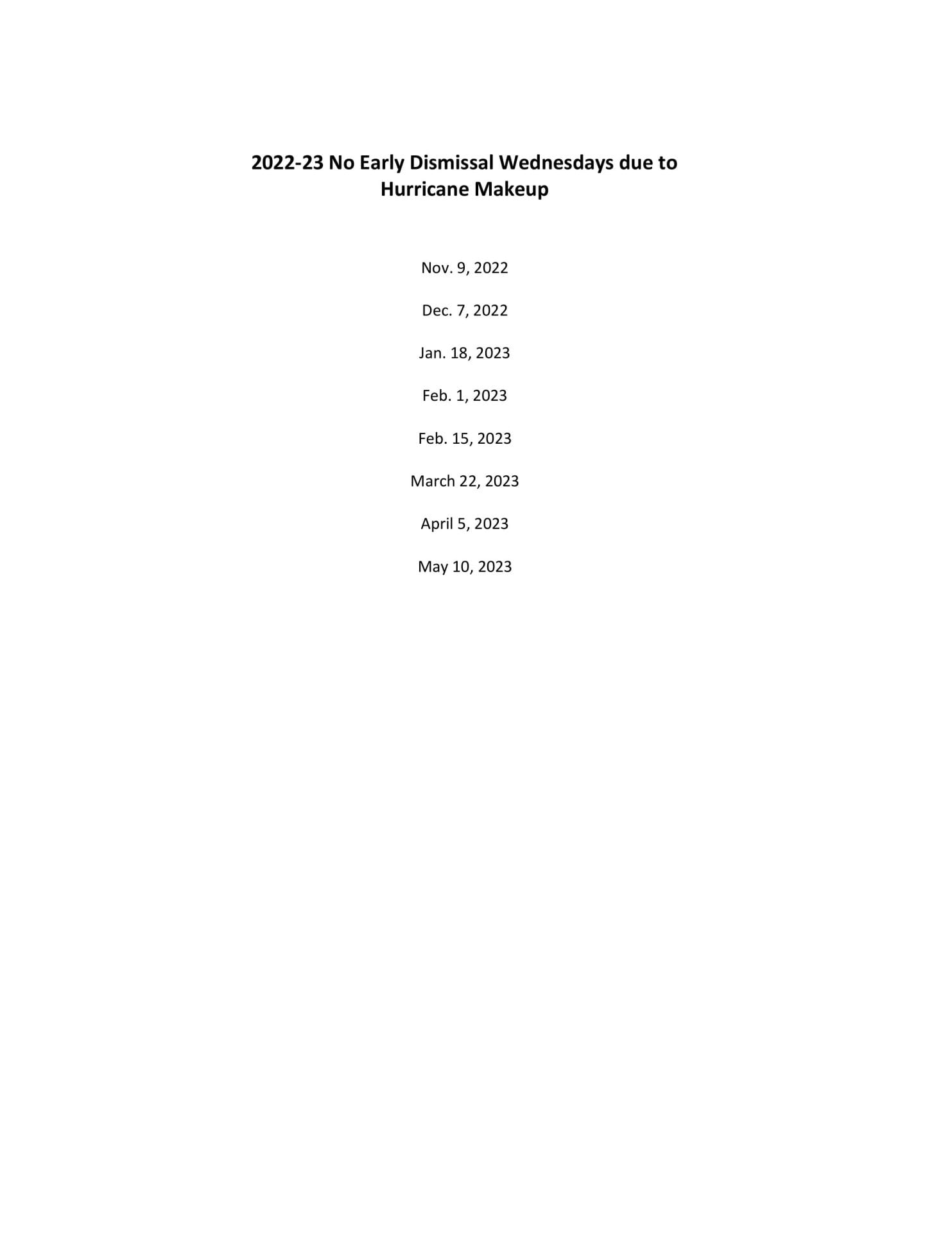 Orange County School Calendar for 2022-2023