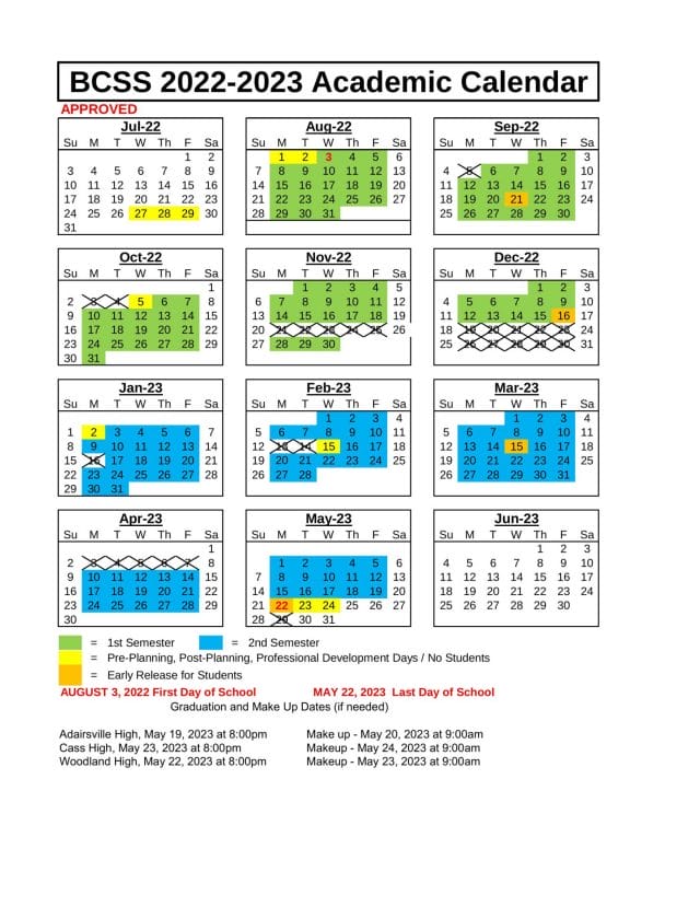 Bartow County School Calendar for 2022-2023
