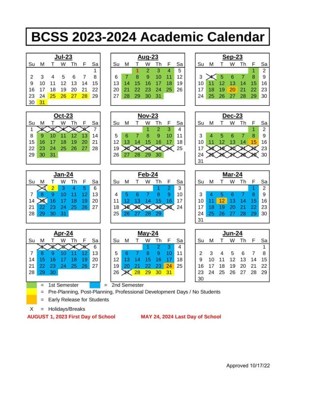 Bartow County School Calendar for 2023-2024