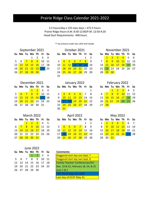 Eau Claire school calendar 2021-2022