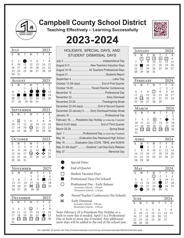 Campbell County School Calendar for 2023-2024